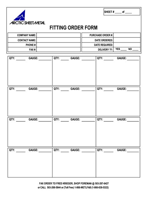 sheet metal fitting order form|Pacific Duct Inc.